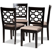 Baxton Studio Peter Modern and Contemporary Sand Fabric Upholstered and Dark Brown Finished Wood 4-Piece Dining Chair Set